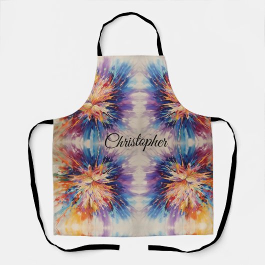 抽象芸術の虹のバースト エプロン (正面)