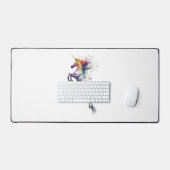 抽象芸術の虹色の一角獣の水色 デスクマット (キーボード&マウス)