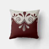 抽象芸術の装飾的な形で、ブルゴーニュと銀 クッション (裏面)