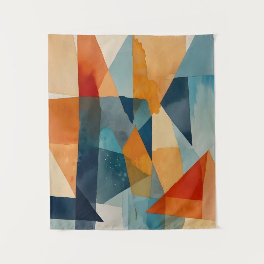 抽象芸術の角度（青とオレンジ） タペストリー (正面)