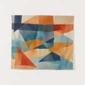 抽象芸術の角度（青とオレンジ） タペストリー (正面(横))