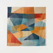 抽象芸術の角度（青とオレンジ） タペストリー (正面(横))