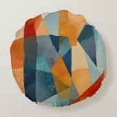 抽象芸術の角度(青とオレンジ) ラウンドクッション (裏面)