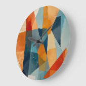 抽象芸術の角度（青とオレンジ） ラージ壁時計 (傾斜)
