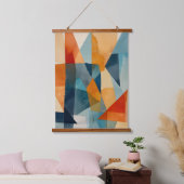 抽象芸術の角度（青とオレンジ） 吊り下げ型タペストリー (寝室)