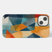 抽象芸術の角度（青とオレンジ） iPhoneケース (裏面横)