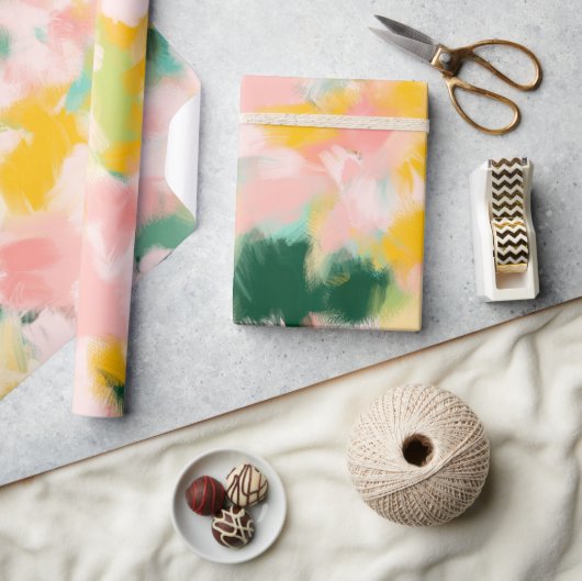 抽象芸術の質感の明るいパターン ラッピングペーパー (クラフト)