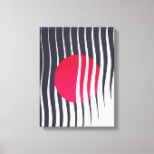 抽象芸術の赤い円と波線 キャンバスプリント (正面)