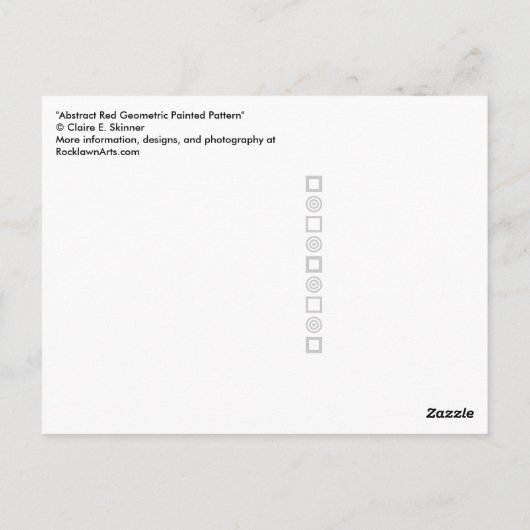 抽象芸術の赤い幾何絵を描パターン ポストカード (裏面)