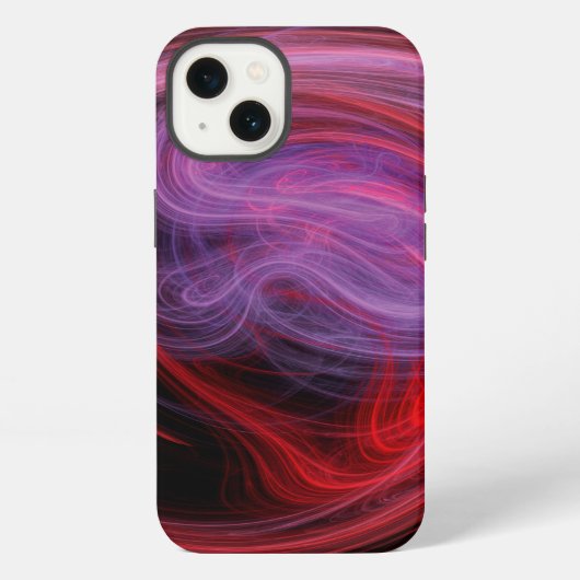 抽象芸術の赤い波 iPhoneケース (裏面)