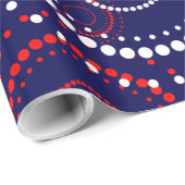 抽象芸術の赤い白い花火（青） ラッピングペーパー (ロールコーナー)