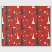 抽象芸術の赤い背景のクリスマスツリー ラッピングペーパー (フラット)