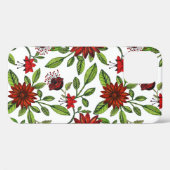 抽象芸術の赤い花と緑葉のを白い背面に Case-Mate iPhoneケース (裏面 (横))