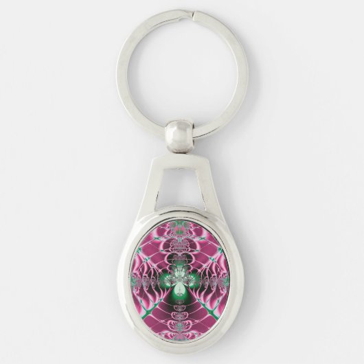 抽象芸術の赤い花 キーホルダー (正面)