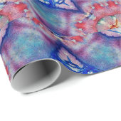 抽象芸術の赤い青い星と輝く宝石の石 ラッピングペーパー (ロールコーナー)