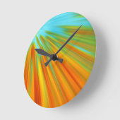 抽象芸術の赤い黄色の緑色のストライプ（青） ラウンド壁時計 (傾斜)