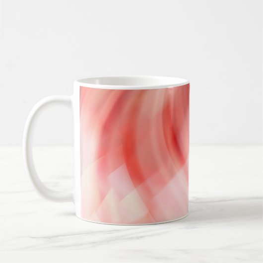 抽象芸術の赤とピンクの背景に白い輪  コーヒーマグカップ (左)