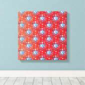 抽象芸術の赤と青のクリスマスの雪 キャンバスプリント (インサイチュ (ウッドフロア))