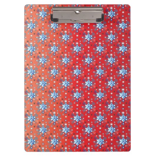 抽象芸術の赤と青のクリスマスの雪 クリップボード (正面)