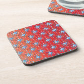 抽象芸術の赤と青のクリスマスの雪 コースター (左側)