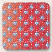 抽象芸術の赤と青のクリスマスの雪 コースター (正面)