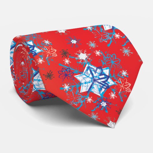 抽象芸術の赤と青のクリスマスの雪 ネクタイ (ロール)