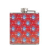 抽象芸術の赤と青のクリスマスの雪 フラスク (裏面)