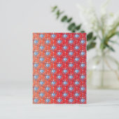 抽象芸術の赤と青のクリスマスの雪 ポストカード (スタンド正面)