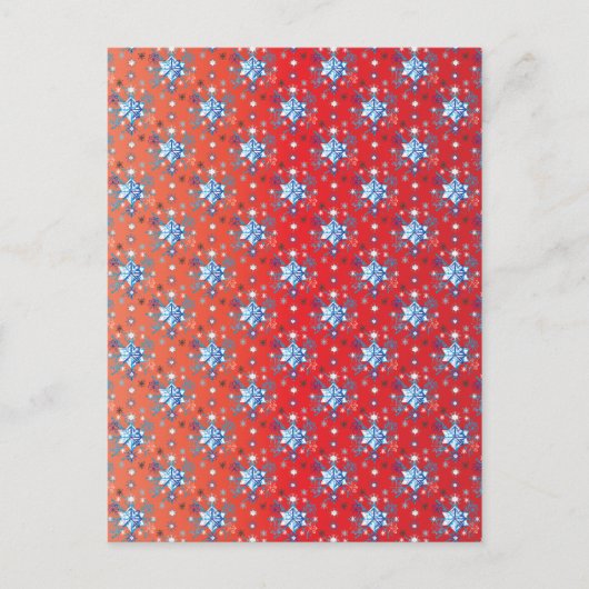 抽象芸術の赤と青のクリスマスの雪 ポストカード (正面)