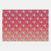 抽象芸術の赤と青のクリスマスの雪 ラッピングペーパーシート (正面3)