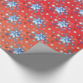 抽象芸術の赤と青のクリスマスの雪 ラッピングペーパー (角)