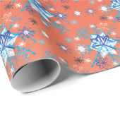 抽象芸術の赤と青のクリスマスの雪 ラッピングペーパー (ロールコーナー)