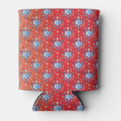 抽象芸術の赤と青のクリスマスの雪 缶クーラー (正面)