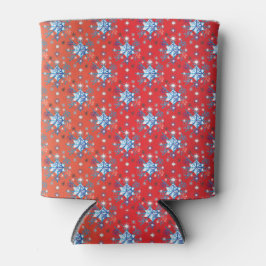 抽象芸術の赤と青のクリスマスの雪 缶クーラー