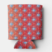 抽象芸術の赤と青のクリスマスの雪 缶クーラー (裏面)