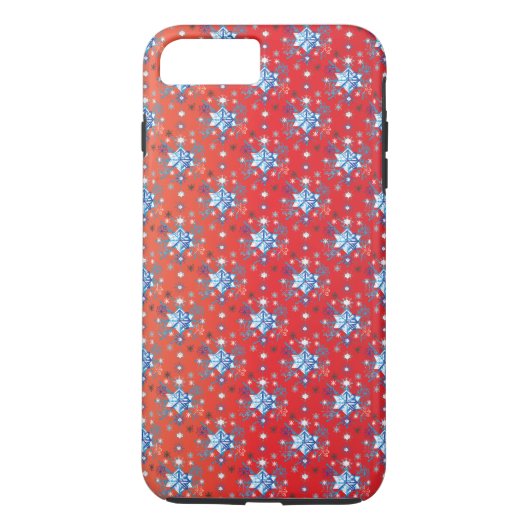 抽象芸術の赤と青のクリスマスの雪 Case-Mate iPhoneケース (裏面)