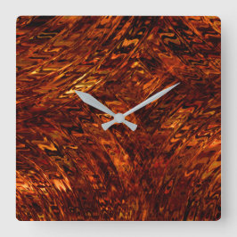 抽象芸術の赤みを帯びた黄金色の帯 スクエア壁時計