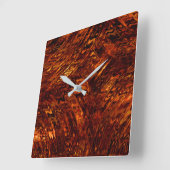 抽象芸術の赤みを帯びた黄金色の帯 スクエア壁時計 (傾斜)