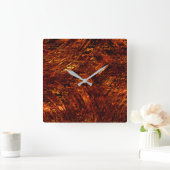 抽象芸術の赤みを帯びた黄金色の帯 スクエア壁時計 (ホーム)