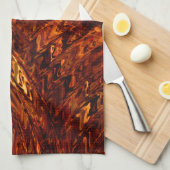 抽象芸術の赤みを帯びた黄金色の色合いの曲がった帯 キッチンタオル (四つ折り)