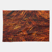 抽象芸術の赤みを帯びた黄金色の色合いの曲がった帯 キッチンタオル (横)