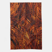 抽象芸術の赤みを帯びた黄金色の色合いの曲がった帯 キッチンタオル (縦)
