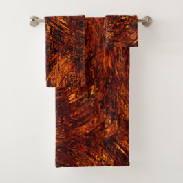 抽象芸術の赤みを帯びた黄金色の色合いの曲がった帯 バスタオルセット