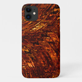 抽象芸術の赤みを帯びた黄金色の色合いの曲がった帯 iPhone 11 ケース
