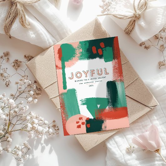 抽象芸術の赤、ピンク、緑の幸せな写真 案内状