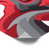 抽象芸術の赤、白、グレーのカラーフロー ポスター (角)