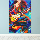 抽象芸術の遊ギター音楽アート キャンバスプリント (インサイチュ (ウッドフロア))