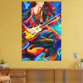 抽象芸術の遊ギター音楽アート キャンバスプリント (インサイチュ (リビング))