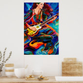 抽象芸術の遊ギター音楽アート ポスター (キッチン)
