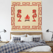 抽象芸術の部族の儀式シーン キャンバスプリント (インサイチュ (寝室))